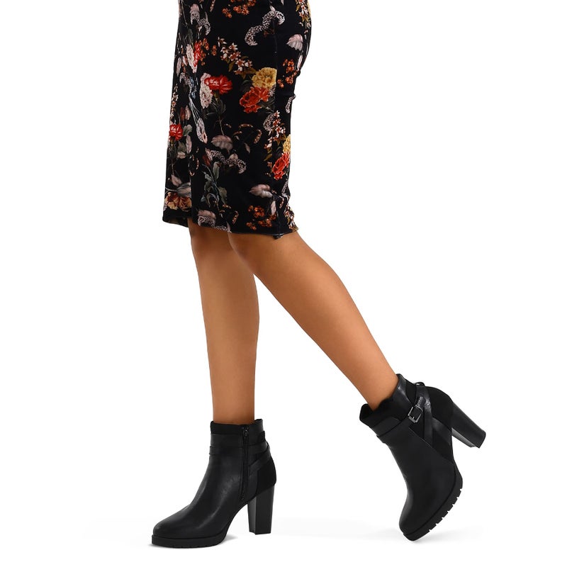 mysoft Women's Ankle Boots Chunky Stacked Heel Zipper Booties - Available in Wide Sizes - Image 4
